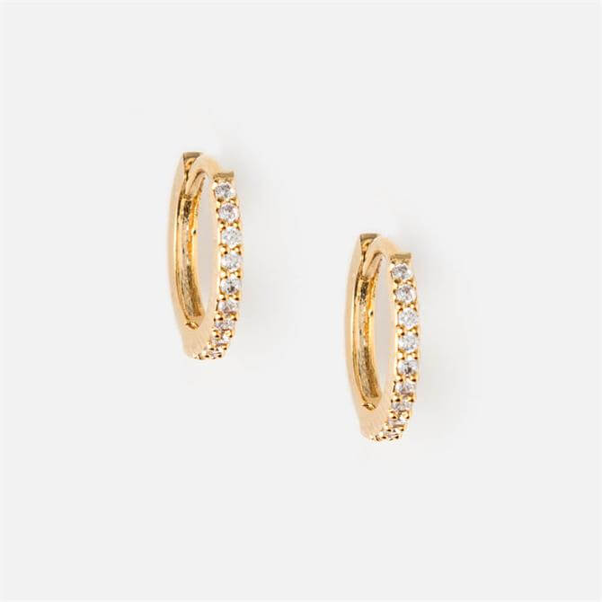 Orelia London Jewellery Mini Pave Huggie Gold Hoop Earrings